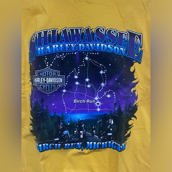 Harley Davidson Shirt Mens L Shiawassee Birch Run MI Eagle Stars Graphic Tee - Picture 3 of 5
